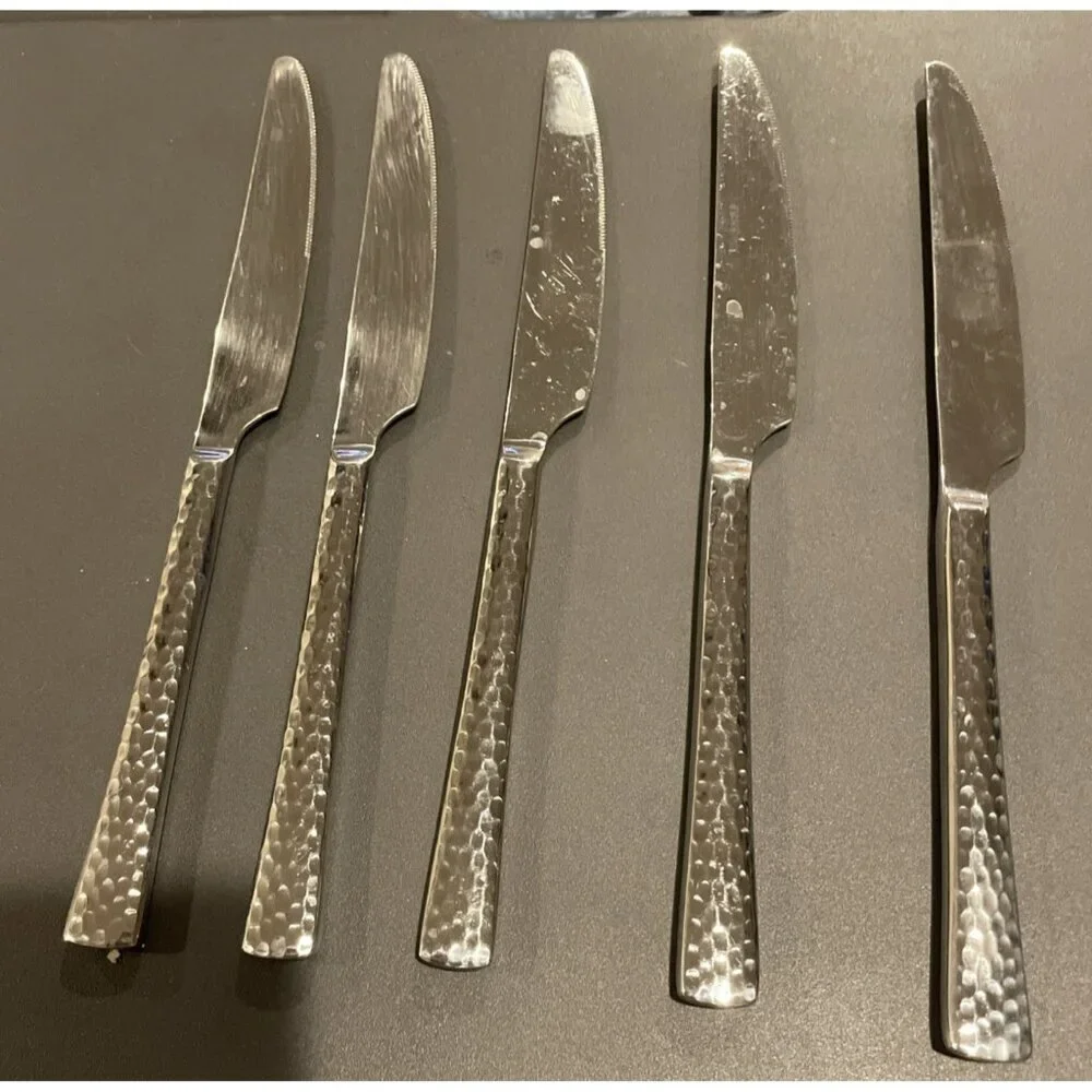 Tomodachi‎ Hampton 18/10 Ella Stainless Steel Hammered Set Of 5 Dinner Knifes